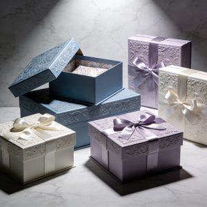 Custom logo luxury ribbon gift box custom size eco-friendly packaging suitable for elegant jewelry gifts