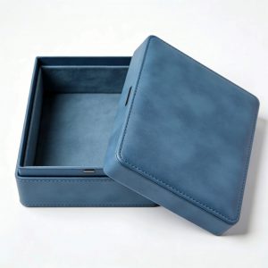 Luxury perfume, watch, jewelry, essential oil, cosmetics empty PU leather box, high-end blue soft leather box
