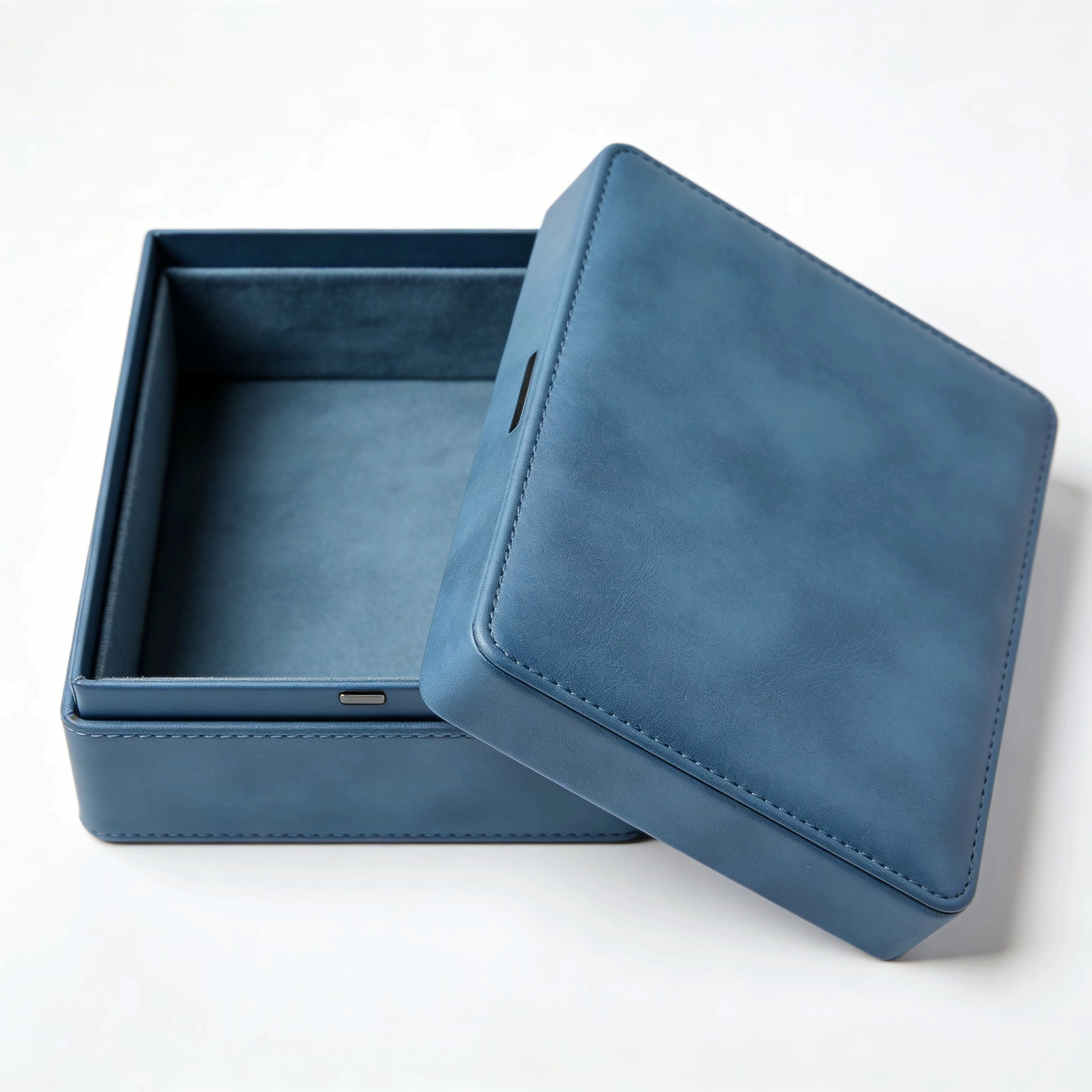 Luxury perfume, watch, jewelry, essential oil, cosmetics empty PU leather box, high-end blue soft leather box