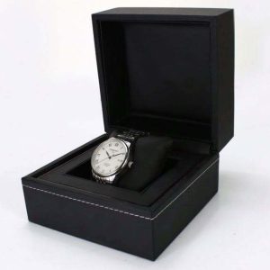 High End PU Leather Wrist Black Watch Paper Box With Stitching Line
