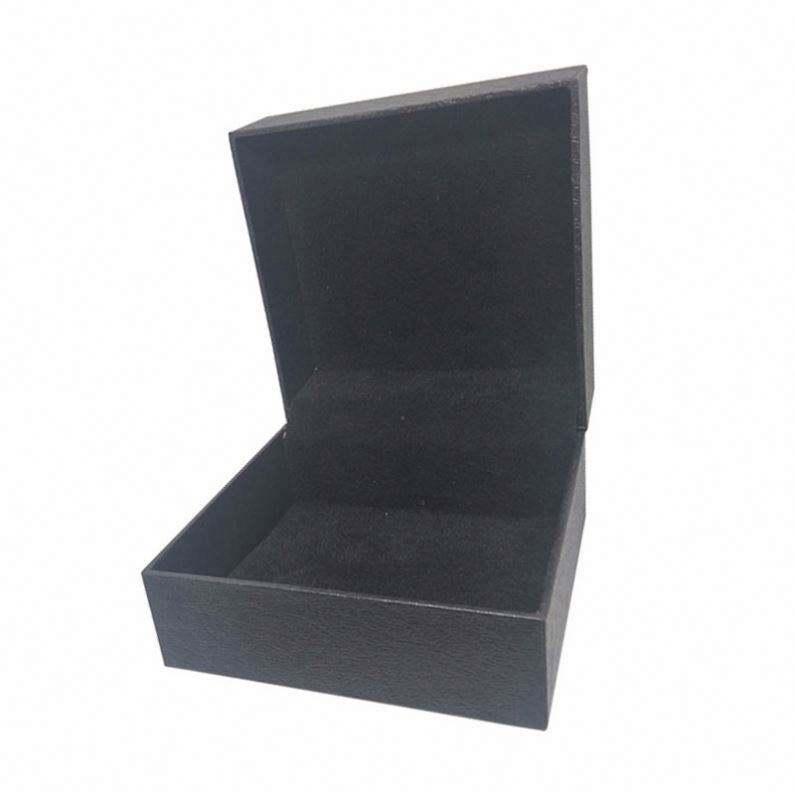 luxury high quality leather black ring and jewelry gift box packaging with velvet insert and small pillow - Image 3