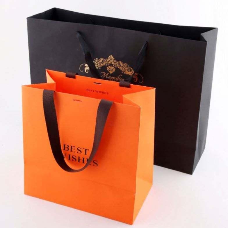 Factory Wholesale Custom Printed Logo Black Cardboard Kraft Paper Shopping Packaging Gift Bags for small business - 图片 2