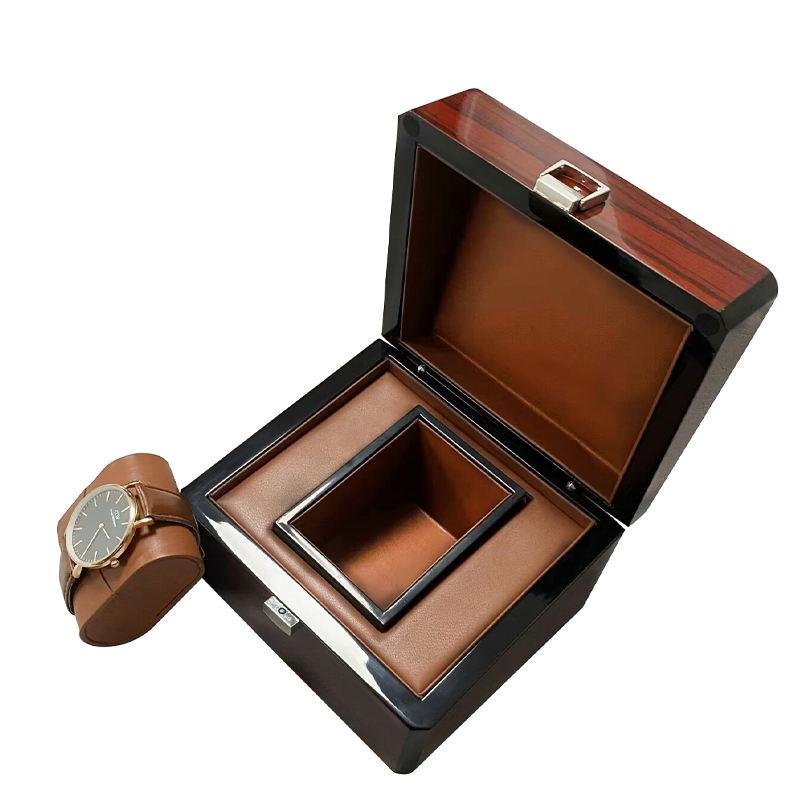 Customized logo luxury single watch gift storage box red wooden watch packaging display box with pillow watch box - Image 4