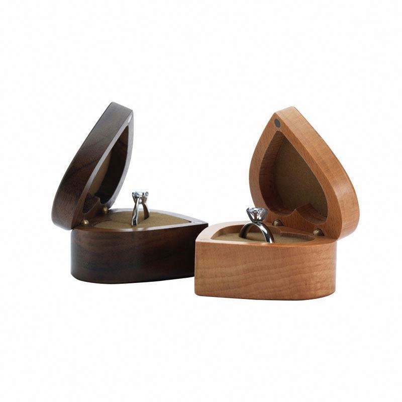 mini heart shaped mdf engagement gift storage ring boxes jewellery packaging wedding jewelry wholesale wooden ring box