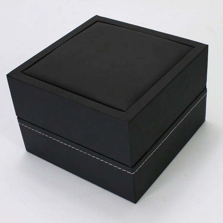 High End PU Leather Wrist Black Watch Paper Box With Stitching Line - Image 4