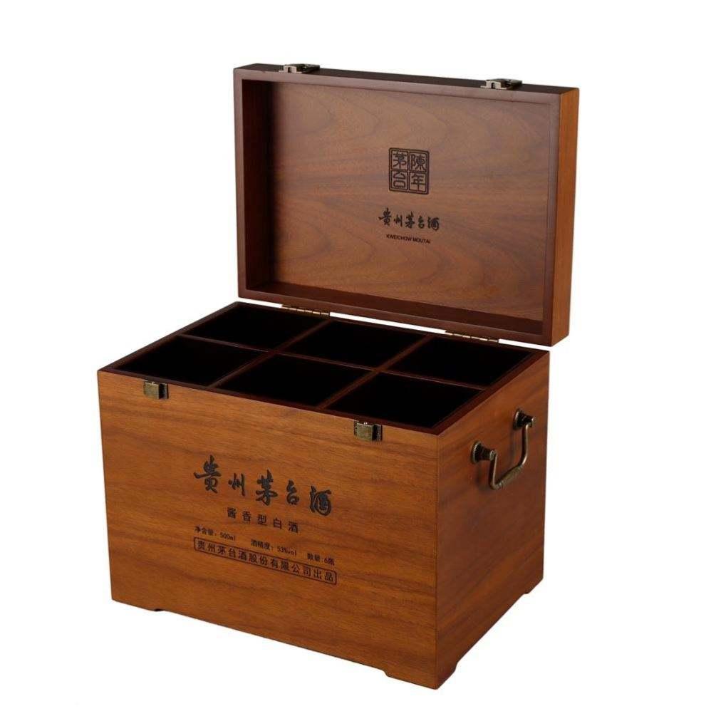 Custom Large Handle Wooden For 6 Bottles wine bottle wine bottle travel case - Image 5