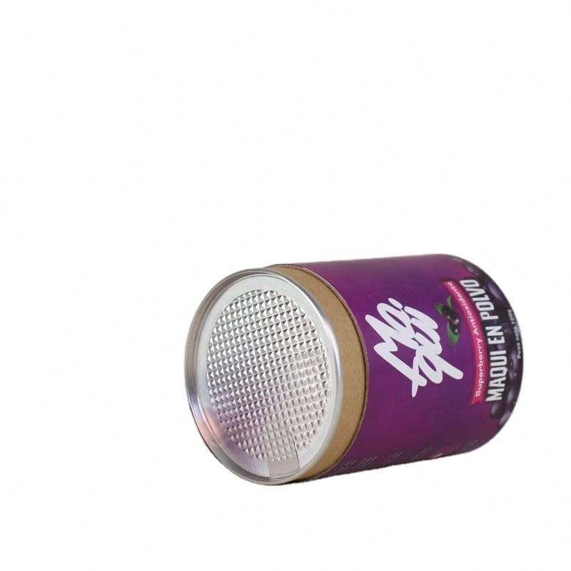 Empty Biodegradable Tea Paper Core Tubes Sealed Composite Cans Kraft Cylinder Tube Packaging Canister With Metal Lid
