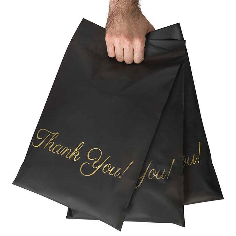 Custom Biodegradable Large Durable Self Adhesive Tear Proof Mailing Clothing T Shirt Matte Black Poly Mailers Bag With Handle - Image 3