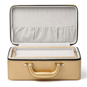 Handmade Pu Leather Jewelry Organizer Box Custom Color Double-Deck Jewelry Storage Box