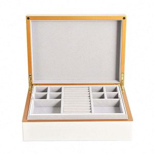 Factory Direct Sale White Color Double-Deck With Tray Wooden Ring Jewellery Box