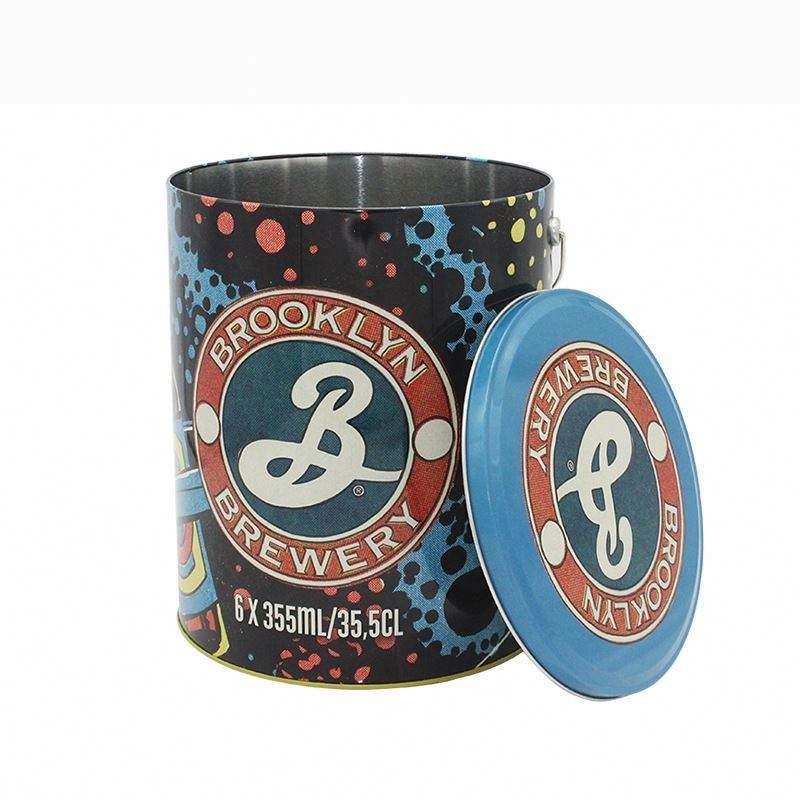 High Quality Brewery Ice Beer Tin Bucket With Lid Custom Print Popcorn Tin Bucket With Lid Brewery Handle Tin bucket With Lid - 图片 4