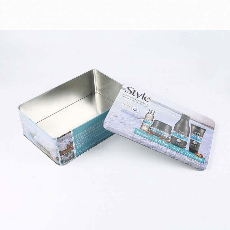 Custom Printing Rectangle Tin Box High Grade Skincare Products Packaging Tin Box With Insert Metal Cosmetics Gift Tin Box - 图片 4