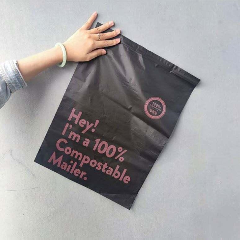 Luxury custom eco friendly printed polymailer black clothing compostable shipping express underwear mailing bags for apparels - Image 6