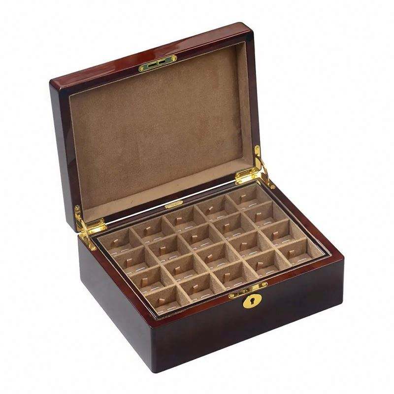 Multi-Layer Cufflinks Wood Organizer Packaging High-End Professional Cufflink Display Wooden Case