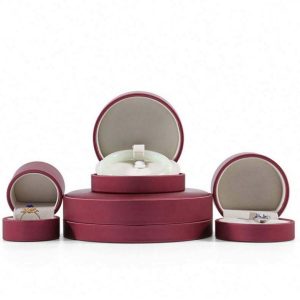 Round High Quality Elegant Jewelry Box PU Leather Jewelry Packaging Ring Necklace Storage