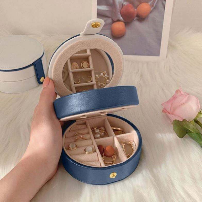 Custom round shape box for jewelry with logo luxury faux leather jewelry storage box - Image 2
