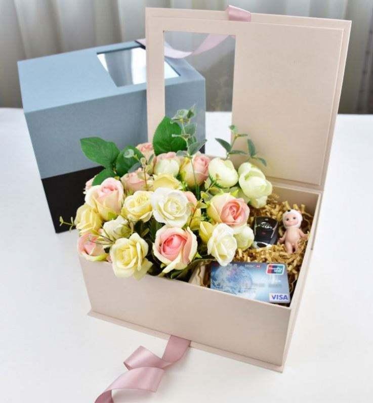 Ready To Ship!! New Creative Flower Square Korean Gift Box Wedding Chocolate Packaging Cardboard Box Valentine's Day Flower Box - 图片 4