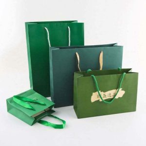 BTO Custom wholesale green premium jewelry paper bags with your own logo