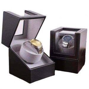 Handmade Single Mechanical PU Leather Motor Automatic Rotating Watch Winder Box