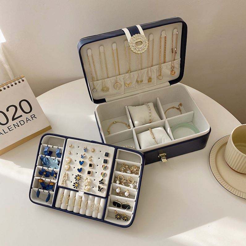 Custom pu leather jewelry travel box luxury jewelry storage boxs with logo - Image 2