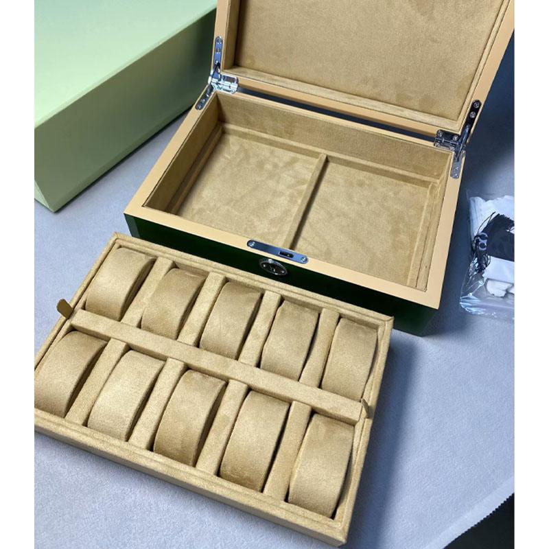 Hot selling custom high-capacity wooden watch display box with 10 slots multi-functional watch top luxury watch gift box - 图片 3