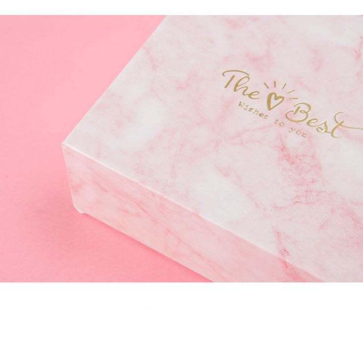 Pink Cardboard Gift Packaging Box Holiday Wedding Custom Logo Marble Drawer Gift Box With Handle Chocolate Gift Packaging Box - Image 6