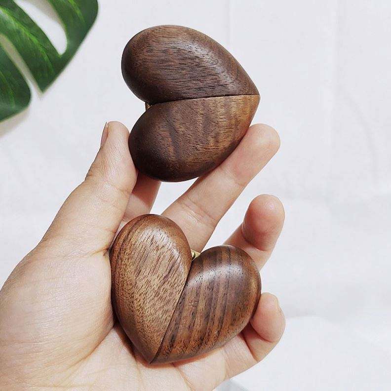 Custom design jewellery box wooden heart shape ring jewelry box - Image 4