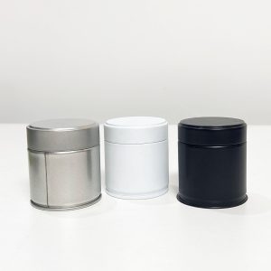 wholesale black white silver metal matcha powder tin can 30g 40g packaging air tight metal tins container powder matcha/coffee