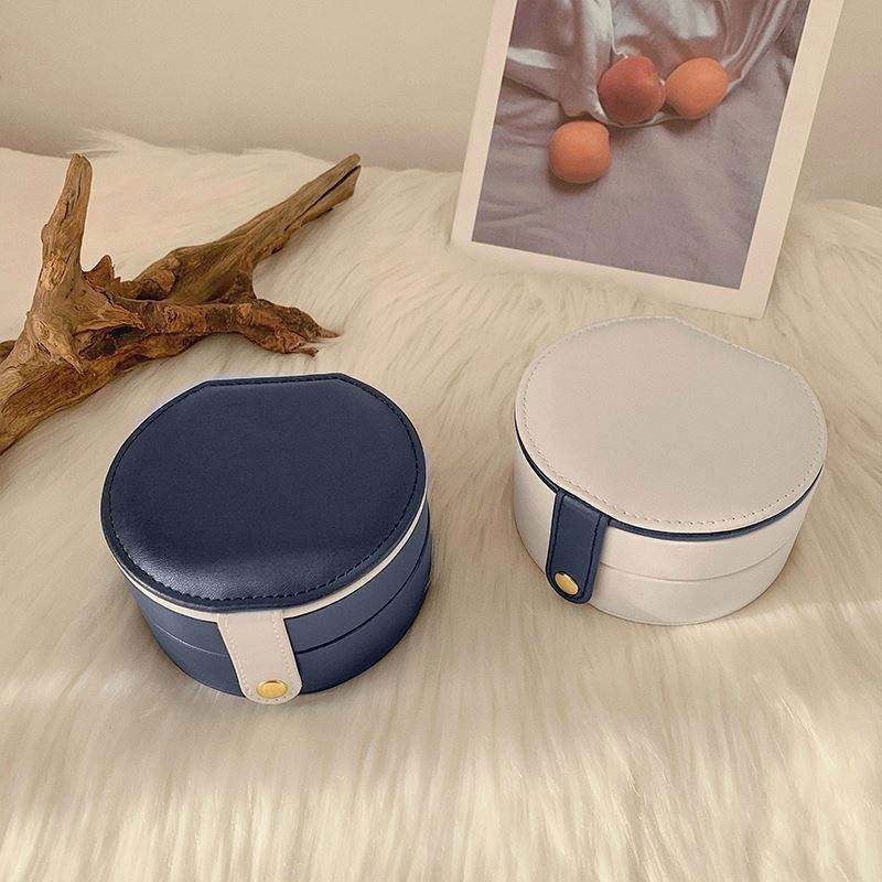 Custom round shape box for jewelry with logo luxury faux leather jewelry storage box - Image 4