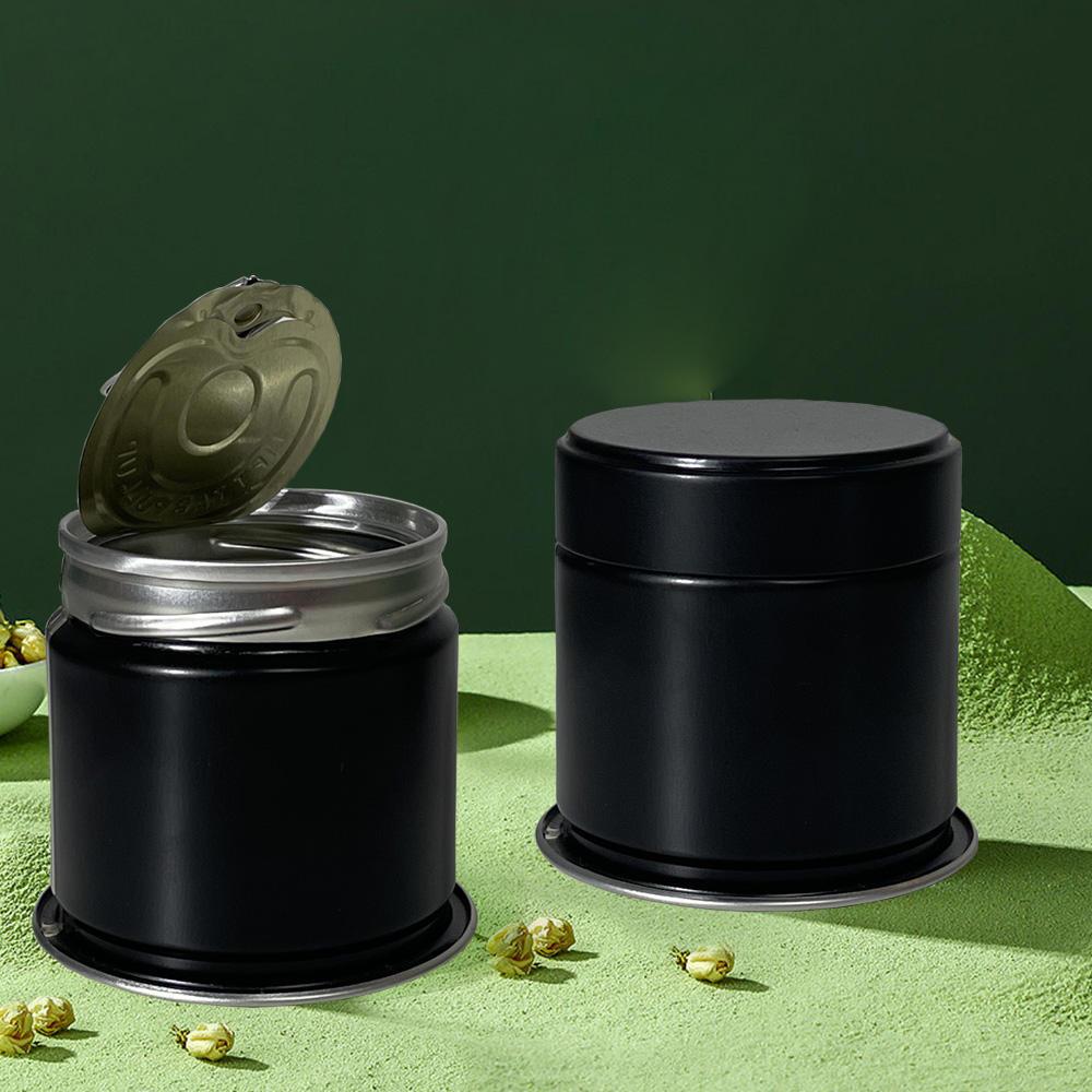 wholesale black white silver metal matcha powder tin can 30g 40g packaging air tight metal tins container powder matcha/coffee - 图片 5
