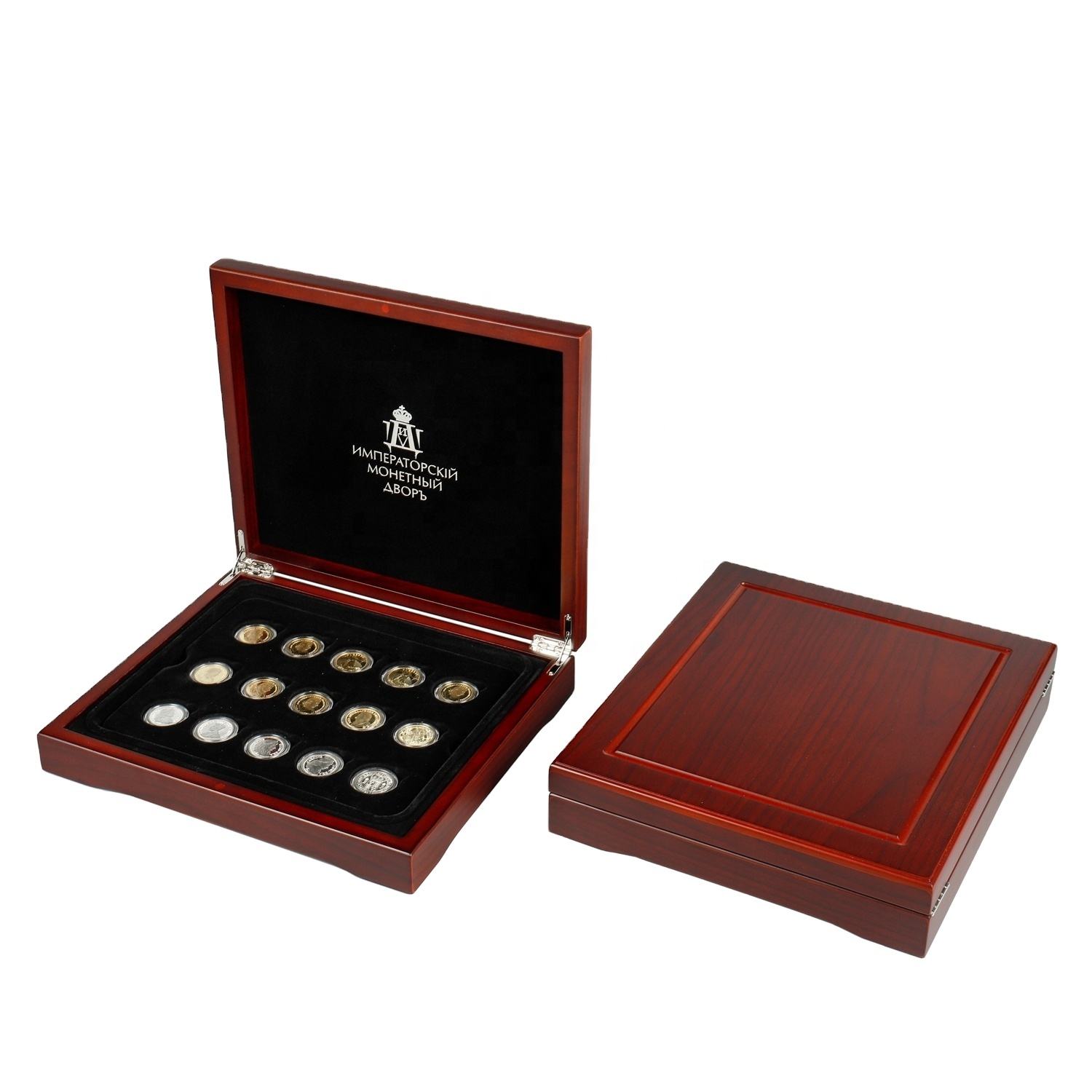Factory ODM Wholesale Luxury Display Lid MDF Wooden Coins Collections Box Holder - 图片 6