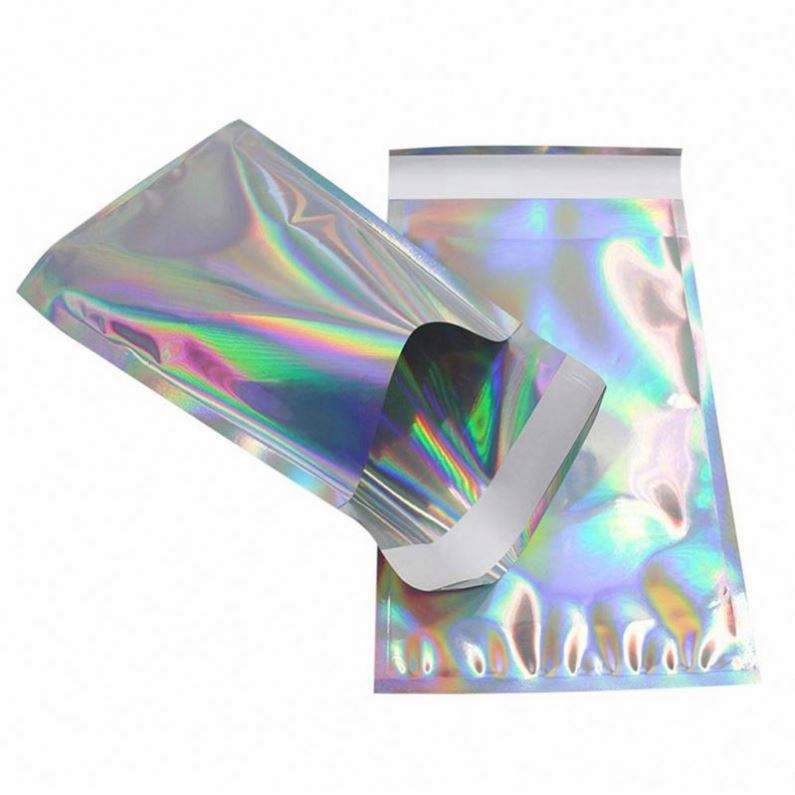 Poly material envelope Packaging gold holographic custom logo printing poly bags - Image 4
