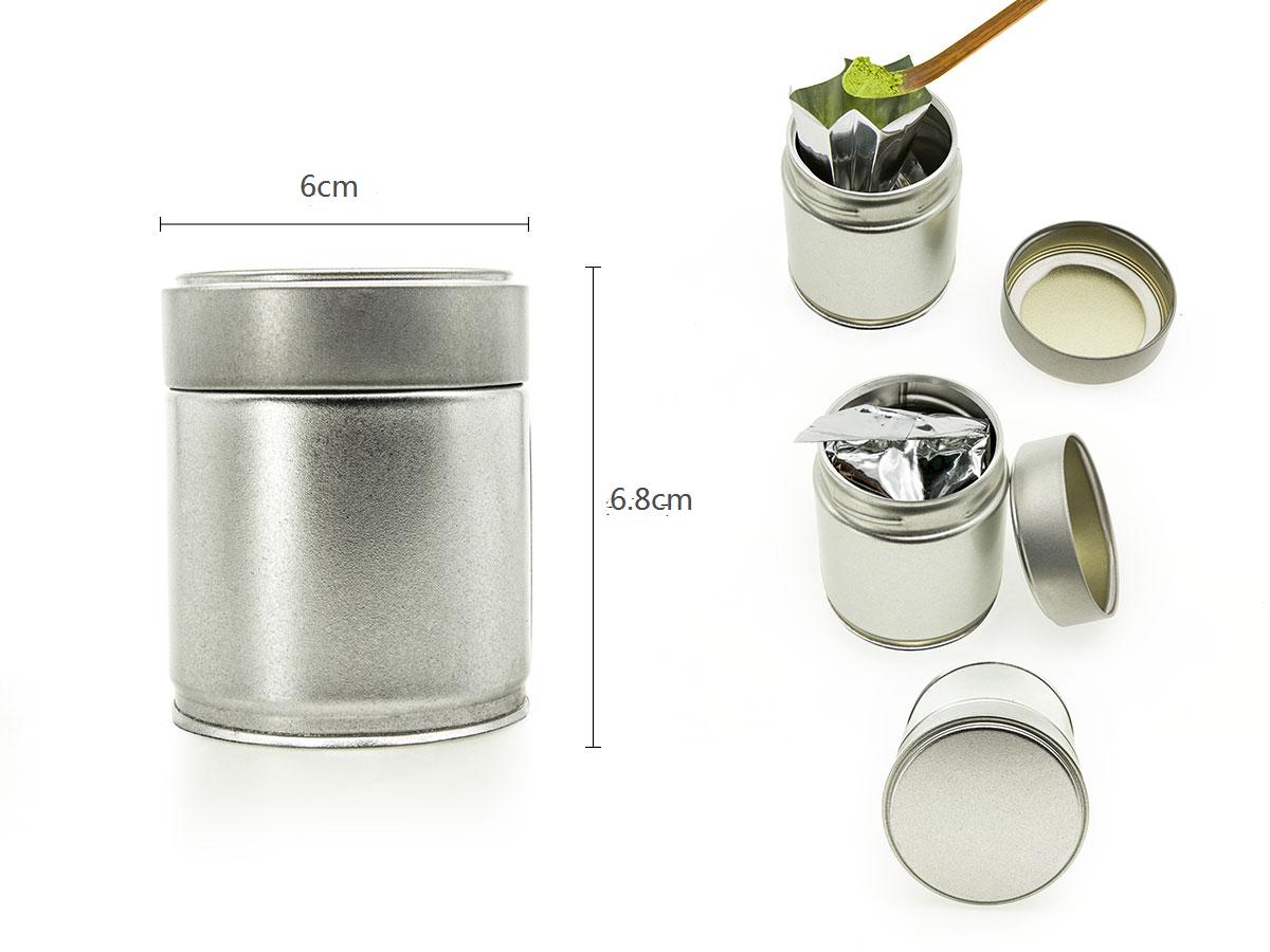 Luxury airtight pure steel tea matcha powder container 30 40g gram ring pull silver matcha caddy tin can round pack for matcha - Image 3