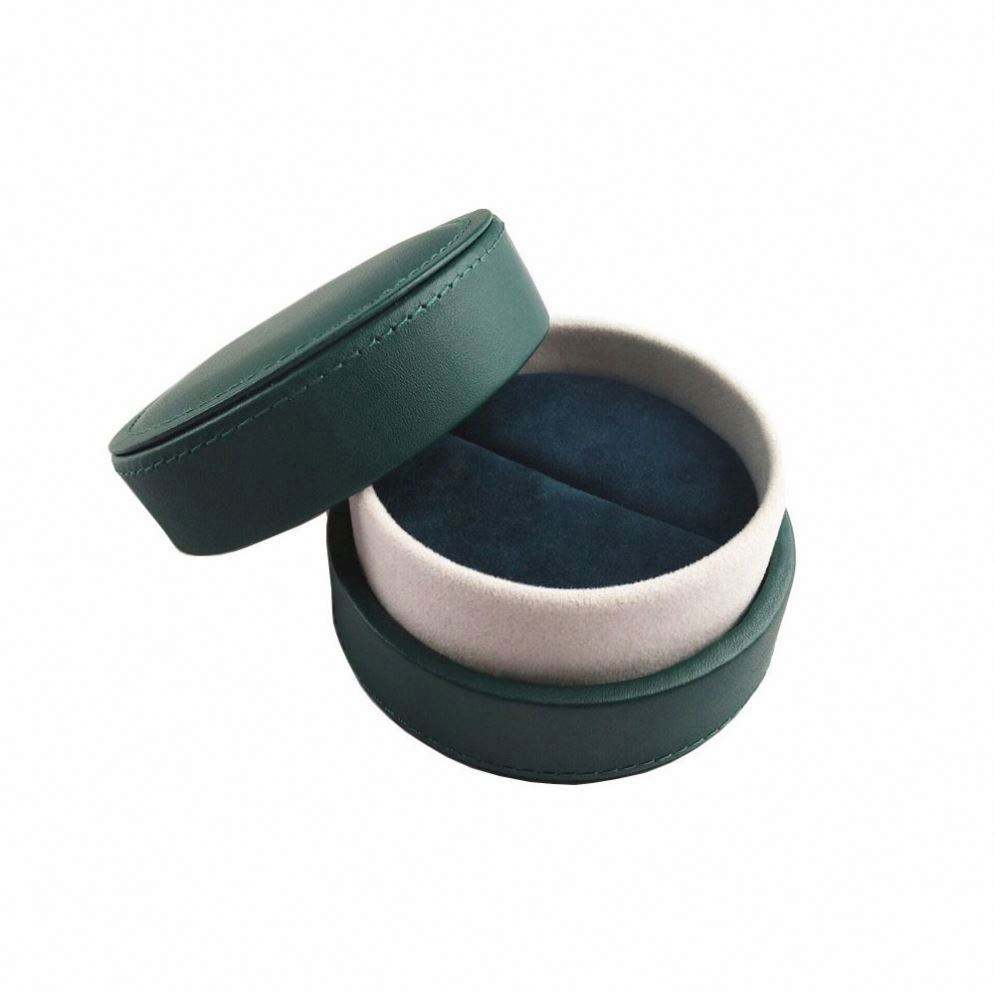o-ring seal earring custom luxury color green wholesale pu leather ring box - Image 4