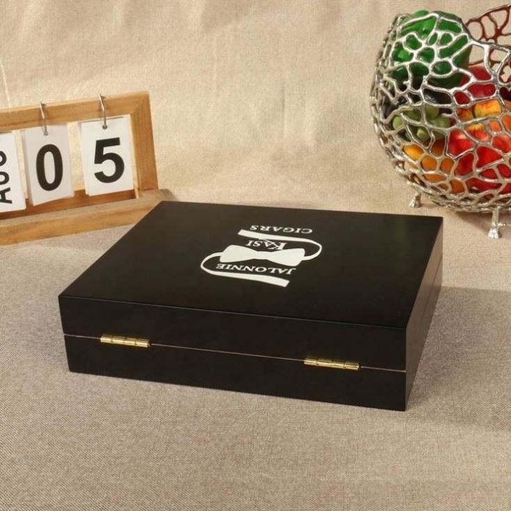 Factory Custom Size Solid Wooden Cigar Box Laser Logo Flip Cover Luxury Cigar Gift Box with Lock - Image 5