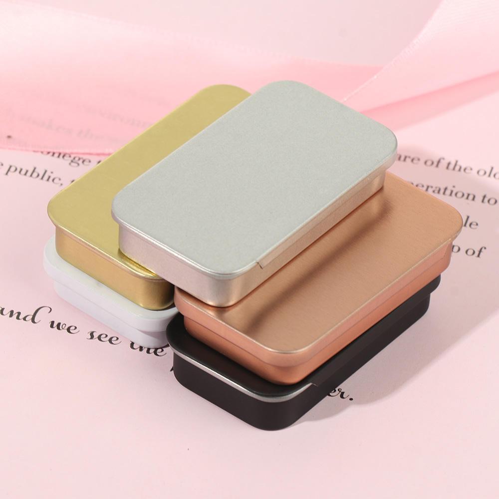Wholesale 10ml 35ml 60g metal slide solid perfume tins small rectangle sliding empty black lip balm tin container - Image 4