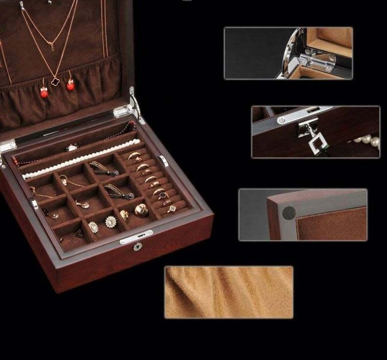 wholesale jewelry box wood cajas para joyeria velvet keepsake necklace ring earring packaging bracelet box jewelry organizer - Image 3