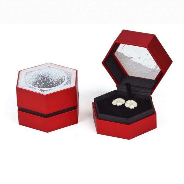 Hexagon Quicksandy Jewelry Box High Quality Plastic Satin Cloth Jewelry Box Earrings Ring Necklace Dual Purpose Jewelry Gift Box - Image 4