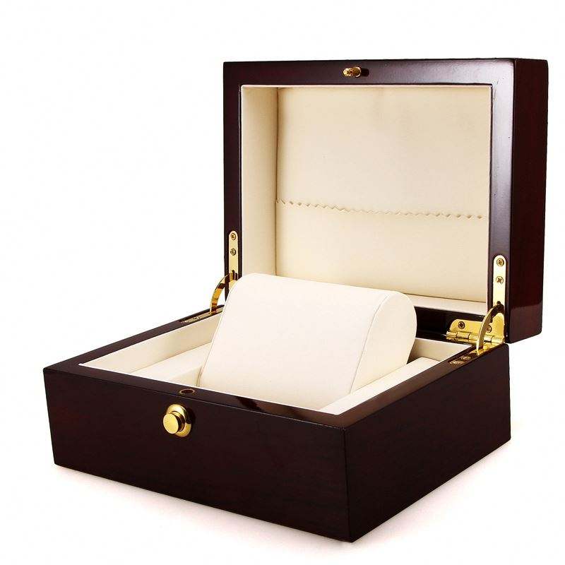 Wooden Watch Box Custom Veneer Lining Jewelry Box Lacquered Square Big Brand Famous Watch Storage Box