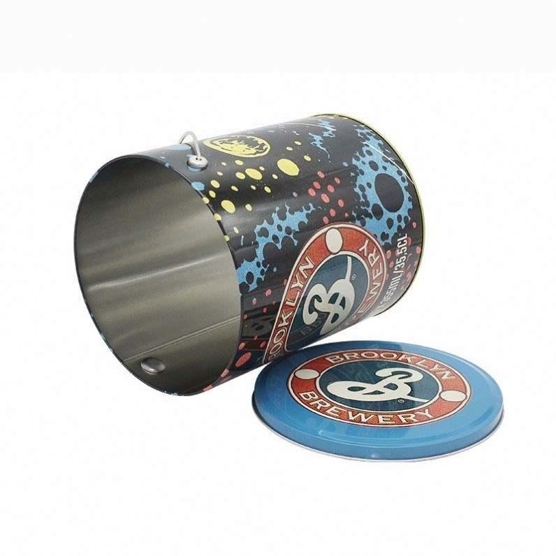 High Quality Brewery Ice Beer Tin Bucket With Lid Custom Print Popcorn Tin Bucket With Lid Brewery Handle Tin bucket With Lid - 图片 5