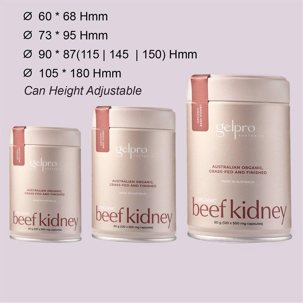 Custom print round coffee bean collagen supplement powder can packaging tea tin canister with airtight double lid - 图片 4