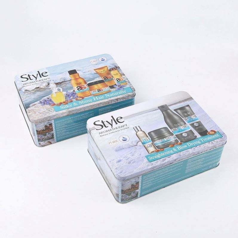 Custom Printing Rectangle Tin Box High Grade Skincare Products Packaging Tin Box With Insert Metal Cosmetics Gift Tin Box