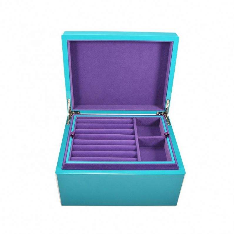 jewelers package custom blue earrings jewelry organizer necklace packaging wooden gift box custom bracelet box - Image 2