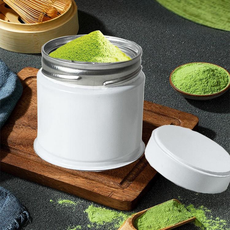 wholesale black white silver metal matcha powder tin can 30g 40g packaging air tight metal tins container powder matcha/coffee - 图片 4