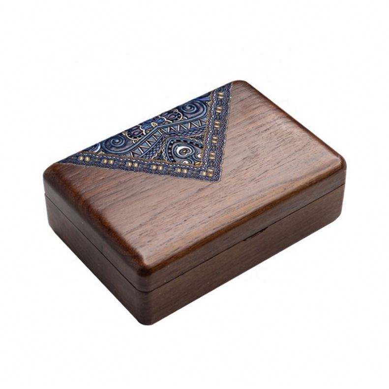 handmade walnut wood gift necklace mirror velvet box packaging earrings custom jewelry box organizer with logo wholesale - Image 4