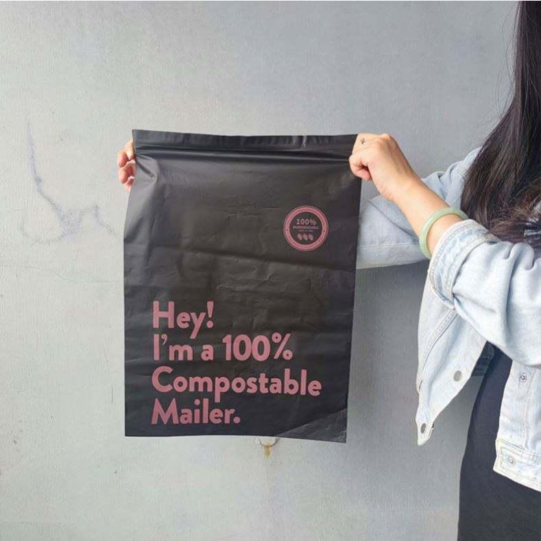Luxury custom eco friendly printed polymailer black clothing compostable shipping express underwear mailing bags for apparels - Image 3