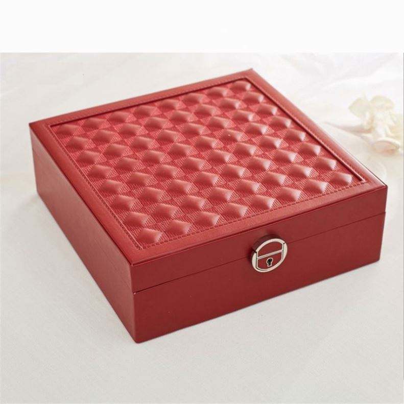 Elegant pu Leather Jewelry Box With Metal Lock Portable Leather Jewelry organizer Travel Jewelry Packaging Box With Mirror - 图片 6
