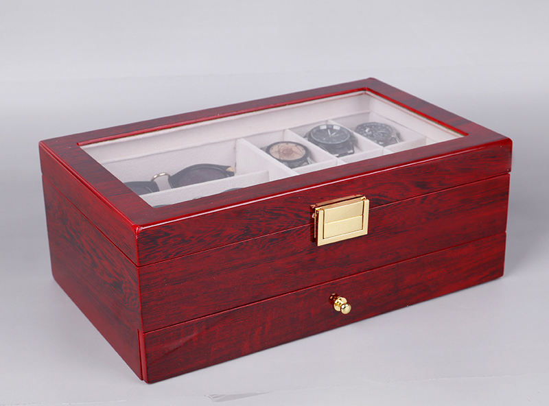 XINGYUE Stock 2 Decks Watches Box Red Black Wood Universal Sunglasses Watch Jewelry Gift Box Display Packaging Box Case - Image 3