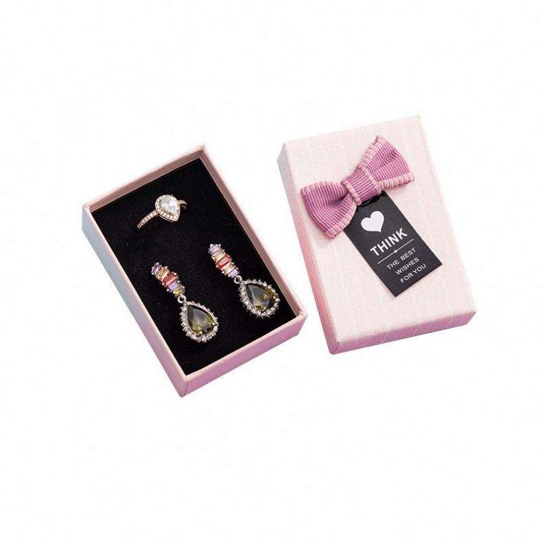Wholesale Delicate Bowknot Gift Paper Box Small Luxury Paper Jewelry Packaging Box Ring Earrings Packaging Box