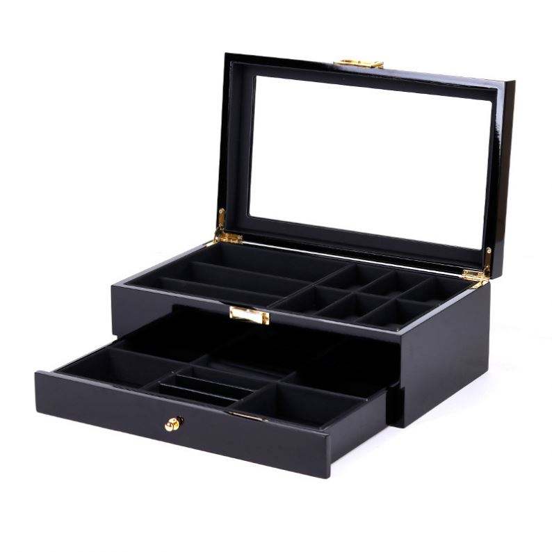XINGYUE Stock 2 Decks Watches Box Red Black Wood Universal Sunglasses Watch Jewelry Gift Box Display Packaging Box Case - Image 6